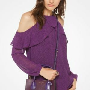 Ruffled Leaf Print Peekaboo Top